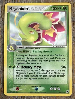 2005 Pokemon EX Unseen Forces Meganium Holo 9/115 - Excellent - Image 1