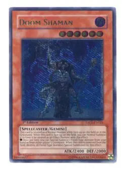 Yugioh! MP Doom Shaman - TAEV-EN025 - Ultimate Rare - 1st Edition Moderately Pla - Image 1