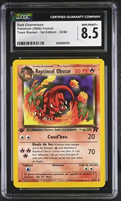CGC 8.5 FRENCH Dark Charmeleon Team Rocket - 1st Edition 32/82 Pokemon Card psa - Image 1