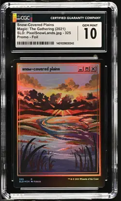 SNOW-COVERED PLAINS Secret Lair Foil Pixel Lands CGC 10 MTG [Nostalgium] - Image 1