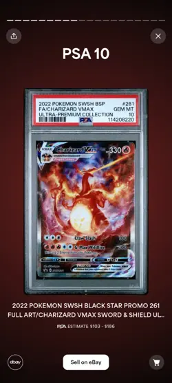 2022 Pokemon SWSH BSP #261 FA Charizard VMAX Ultra Premium Collection PSA 10 - Image 1