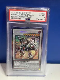 2022 Yu-Gi-Oh! Borreload Savage Dragon BLCR-EN083 Starlight Rare PSA 8 NM-MT - Image 1