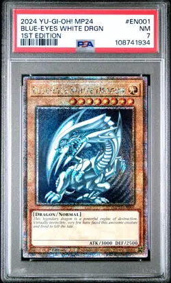 2024 Yu-gi-oh! Blue-Eyes White Dragon MP24-EN001 PSA 7 Quarter Century - Image 1