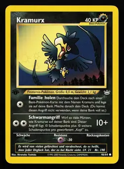 Murkrow 46/64 GERMAN 1st Edition Neo Revelation Pokemon Card - Image 1