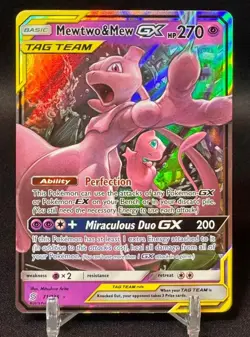 🌈 Mewtwo & Mew GX 71/236 Tag Team Ultra Rare Unified Minds Pokemon Card NM - Image 1