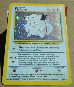 Clefairy 5/102 Rare Holo Base Set Pokemon Card MP - Image 1