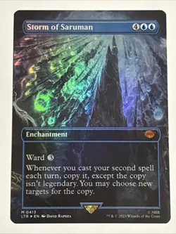 MTG Lord of the Rings Storm of Saruman Borderless Foil 0413 NM Mythic - Image 1
