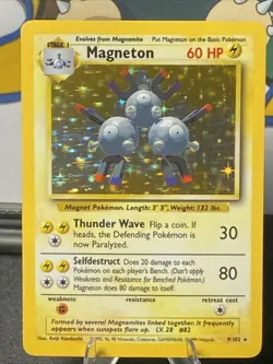 Pokemon TCG Magneton 9/102 Base Set Unlimited Holo Rare Vintage 1999 WOTC - Image 1