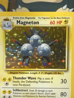 Pokemon TCG Magneton 9/102 Base Set Unlimited Holo Rare Vintage 1999 WOTC - Image 3