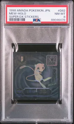 1998 AMADA POKEMON JPN SUPER DX STICKERS #D82 MEW-HOLO PSA 8 - Image 1