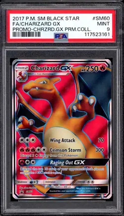 2017 Pokemon SM Black Star Promo Full Art Charizard GX #SM60 PSA 9 MINT - Image 1
