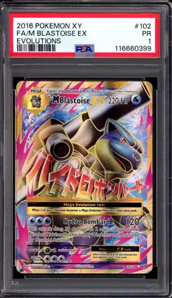 2016 Pokemon XY Evolutions Full Art M Blastoise EX #102 PSA 1 POOR - Image 1
