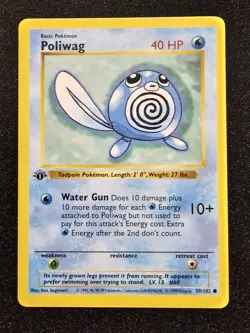 A NM-VLP POKEMON POLIWAG 1st Edition Base Set Shadowless WOTC 59/102 - Image 1