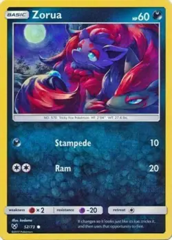 POKEMON CARD ZORUA 52/73 NO 570 TRICKY FOX POKEMON TCG CCG - Image 1