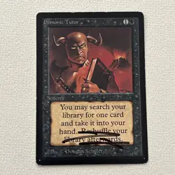 Beta Signed DEMONIC TUTOR MtG Magic The Gathering Card EDH Commander Bling - Image 1