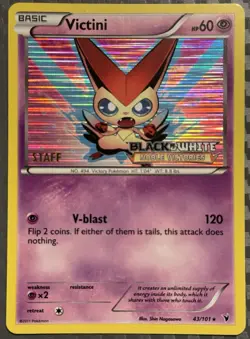 Pokemon TCG Black & White Noble Victories Victini 43/101 Stamped STAFF Card Rare - Image 1