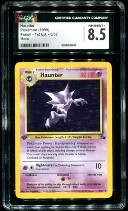 CGC 8.5 Haunter 1st Edition Holo Rare Fossil 1999 Pokemon Card #6 - Image 1
