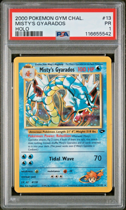 PSA 1 2000 Gym Challenge Misty's Gyarados 13/132 Holo Foil Pokemon - Image 1