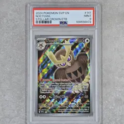 PSA 9 ☑ Noctowl 141 Stellar Crown ETB Black Star Promo Pokemon Card - Image 1