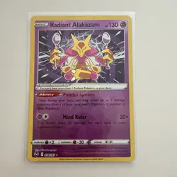 Pokemon Radiant Alakazam TCG Silver Tempest Card 059/195 Holo - Image 1