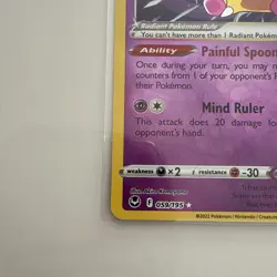 Pokemon Radiant Alakazam TCG Silver Tempest Card 059/195 Holo - Image 5