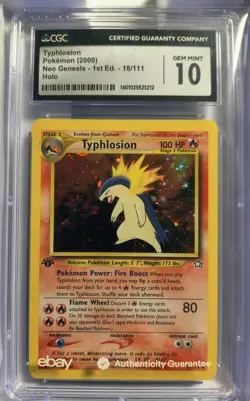 Typhlosion Neo Genesis 1st Edition Holo Rare #18 CGC 10 Gem Mint Pokemon Card - Image 1