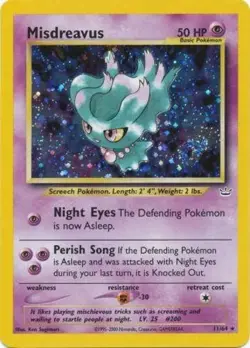 Misdreavus - 11/64 - Holo Rare - Unlimited Edition LP, English Pokemon Neo Revel - Image 1