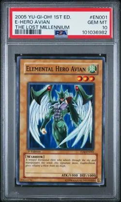 YUGIOH PSA 10 Elemental Hero Avian TLM EN001 OG FIRST PRINT! Mint - Image 1