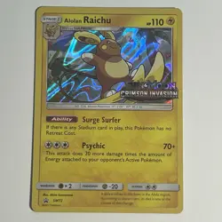 Alolan Raichu SM72 Prerelease Promo NM Holo Pokemon Card- Crimson Invasion STAMP - Image 1