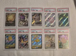 10x Graded Pokemon Card Lot (7)PSA 9 (3)PSA 8 inc Full Art Celebrations Pikachu - Image 1