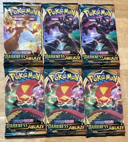 Pokemon Trading Cards Darkness Ablaze Booster Packs New/ Factory Sealed (Lot/6) - Image 1