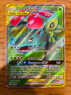 LP! Celebi & Venusaur GX (159/181) S&M Tag Team Team Up Full Art Pokemon Card! - Image 1