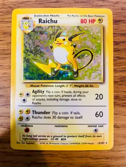 MP! Raichu (14/102) Holo Base Set Pokemon Card! FAST & FREE P&P! - Image 1