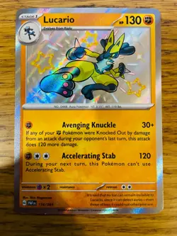 NEAR MINT! Lucario (174/091) Paldean Fates Baby Shiny Rare Pokemon Card! - Image 1