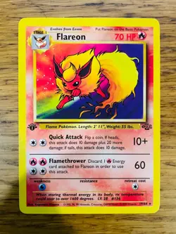 NEAR MINT! 1st Edition Flareon (19/64) Rare Jungle Set Pokemon Card! FAST P&P! - Image 1