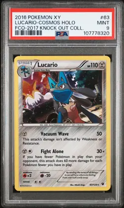Pokemon Card Holo Lucario 63/124 PSA 9 MINT XY Knock Out Coll. Promo - Image 3