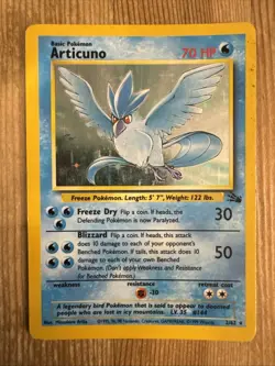 Articuno 2/62 Pokemon Fossil Unlimited Holo Rare - WOTC 1999 Pokemon Card DMG - Image 1