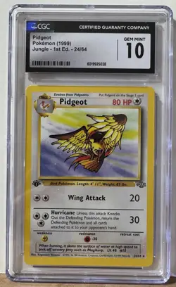 Pokemon Non-holo Pidgeot Jungle 1st Edition CGC 10 - Image 1