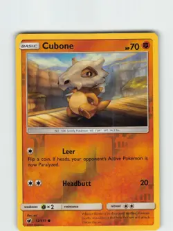 Cubone #52/111 Pokemon SM - Crimson Invasion Reverse Holo Lightly played - Image 1