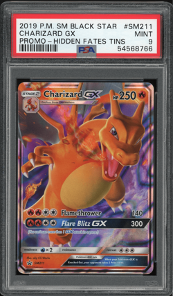 2019 Pokemon SM Black Star Promo Hidden Fates Tins Charizard GX #SM211 PSA 9 - Image 1