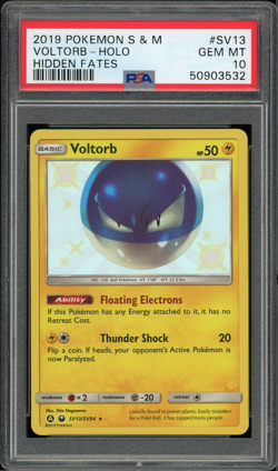 2019 Pokemon Sun & Moon Hidden Fates Shiny Voltorb #SV13 PSA 10 GEM MINT - Image 1