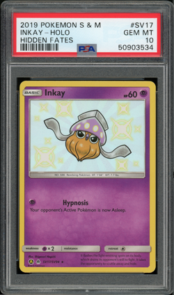 2019 Pokemon Sun & Moon Hidden Fates Shiny Inkay #SV17 PSA 10 GEM MINT - Image 1