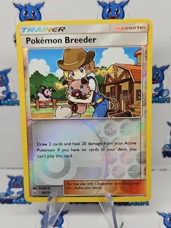 Pokemon Breeder - Sun & Moon Shining Legends 63/73 Reverse Holo NM - Image 1