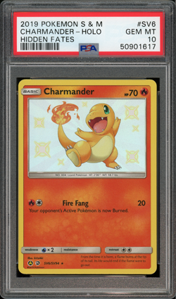 2019 Pokemon Sun & Moon Hidden Fates Shiny Charmander #SV6 PSA 10 GEM MINT - Image 1