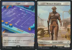 MTG Universes Beyond: Fallout - Copy & Human Soldier 1/1 [Token] - Image 1