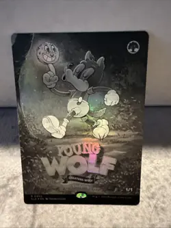 NM - Young Wolf 0885 Black & White Foil Secret Lair Drop Bonus Twisted Toons MTG - Image 1