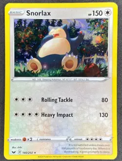 Pokemon - Snorlax 140/202 - Cosmos Holo Rare - SWORD & SHIELD BASE SET - NM/M - Image 1