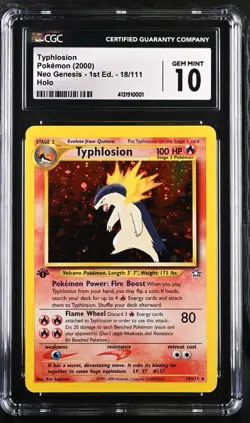 2000 Pokemon Neo Genesis 1st Edition Typhlosion #18 - CGC 10 - GEM - Image 1