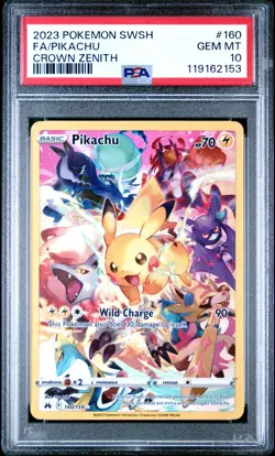 2023 Pokemon Pikachu 160 Secret Sword And Shield Crown Zenith PSA 10 - Image 1