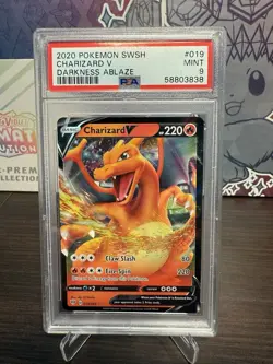 2020 Pokemon SWSH Charizard V Darkness Ablaze #019 PSA 9 - Image 1